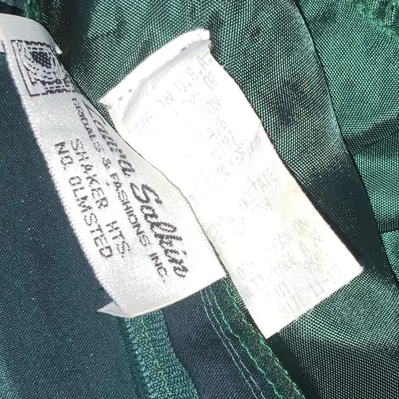 Vintage Laura Salkin Emerald Green Short Sleeve Maxi Formal Dress Size 11/12 - Picture 8 of 14
